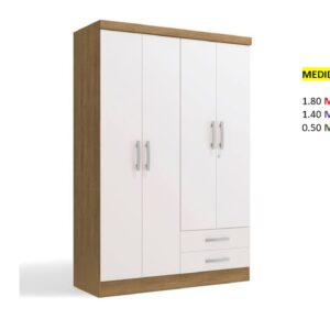 Closet de Melamina para Hogar con Gavetas y Puertas Abatibles - TLS 382 - 1.80m Altura x 1.40m Ancho x 0.50m Fondo