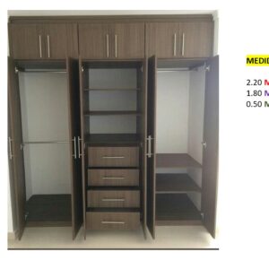 Closet de Melamina para Hogar con Gavetas y Puertas Abatibles - TLS 383 - 2.20m Altura x 1.80m Ancho x 0.50m Fondo