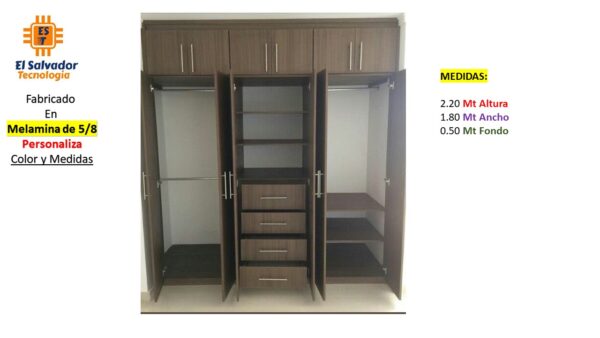 Closet de Melamina para Hogar con Gavetas y Puertas Abatibles - TLS 383 - 2.20m Altura x 1.80m Ancho x 0.50m Fondo