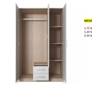 Closet de Melamina para Hogar con Gavetas y Puertas Abatibles - TLS 388 - 1.75m Altura x 1.20m Ancho x 0.50m Fondo