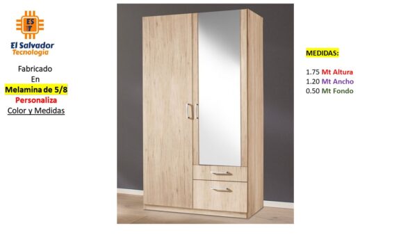 Closet de Melamina para Hogar con Gavetas - TLS 390 - 1.75m Altura x 1.20m Ancho x 0.50m Fondo