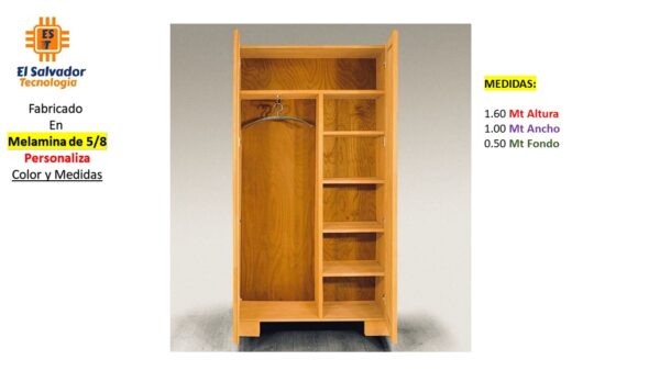 Closet de Melamina para Hogar - TLS 394 - 1.60m Altura x 1.00m Ancho x 0.50m Fondo