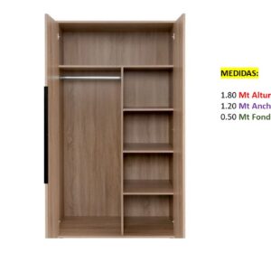 Closet de Melamina para Hogar de Puertas Abatibles - TLS 395 - 1.80m Altura x 1.20m Ancho x 0.50m Fondo