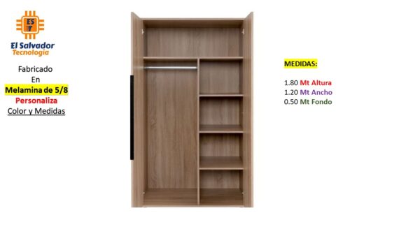 Closet de Melamina para Hogar de Puertas Abatibles - TLS 395 - 1.80m Altura x 1.20m Ancho x 0.50m Fondo