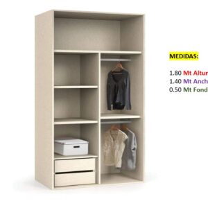 Closet de Melamina para Hogar - TLS 396 - 1.80m Altura x 1.40m Ancho x 0.50m Fondo