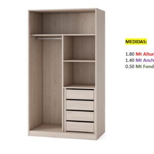 Closet de Melamina para Hogar con Gavetas - TLS 397 - 1.80m Altura x 1.40m Ancho x 0.50m Fondo