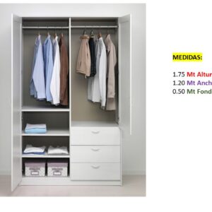 Closet de Melamina para Hogar con Gavetas - TLS 400 - 1.75m Altura x 1.20m Ancho x 0.50m Fondo