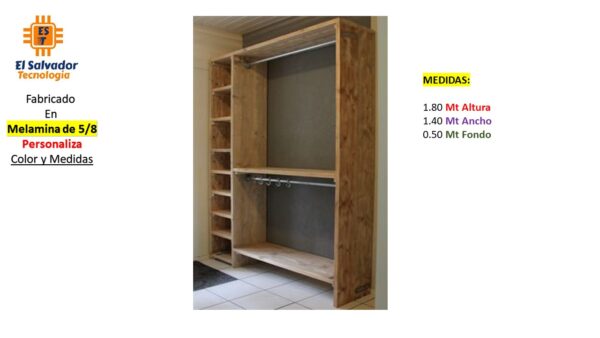 Closet de Melamina para Hogar - TLS 406 - 1.80m Altura x 1.40m Ancho x 0.50m Fondo