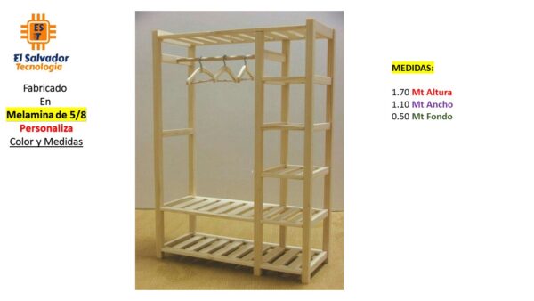 Closet de Melamina para Hogar - TLS 408 - 1.70m Altura x 1.10m Ancho x 0.50m Fondo