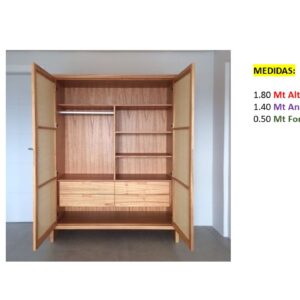 Closet de Melamina para Hogar con Puertas Abatibles - TLS 410 - 1.80m Altura x 1.40m Ancho x 0.50m Fondo