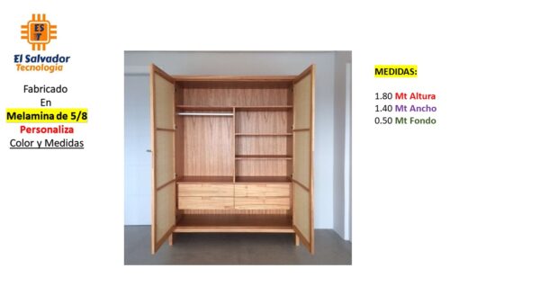 Closet de Melamina para Hogar con Puertas Abatibles - TLS 410 - 1.80m Altura x 1.40m Ancho x 0.50m Fondo