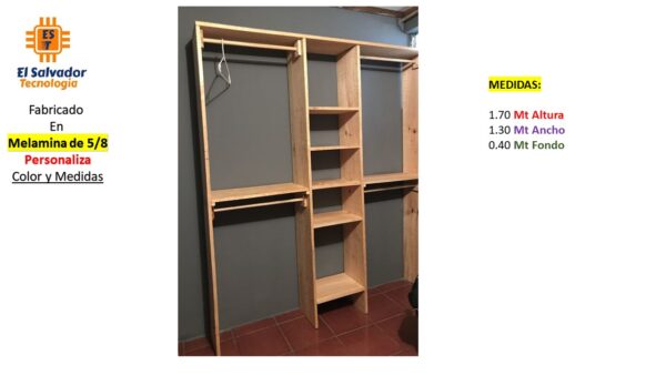 Closet de Melamina para Hogar - TLS 411 - 1.70m Altura x 1.30m Ancho x 0.40m Fondo