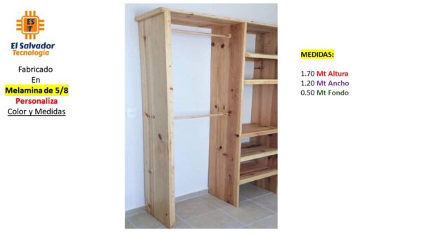 Closet de Melamina para Hogar - TLS 412 - 1.70m x 1.20m Ancho x 0.50m Fondo