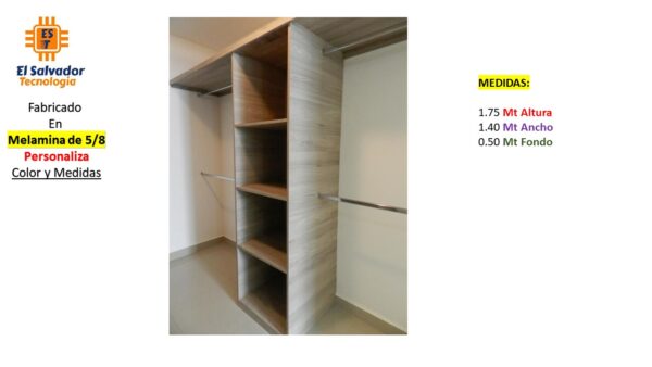 Closet de Melamina para Hogar - TLS 415 - 1.75m Altura x 1.40m Ancho x 0.50m fondo