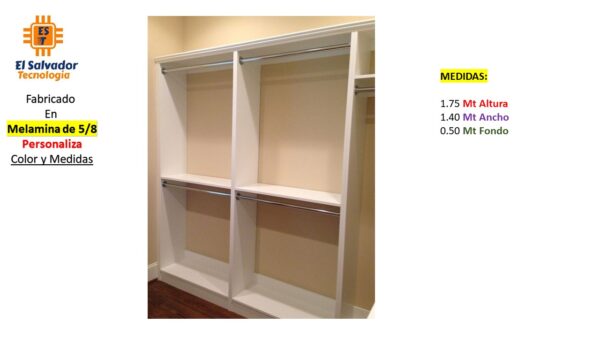 Closet de Melamina para Hogar - TLS 417 - 1.75m Altura x 1.40m Ancho x 0.50m Fondo