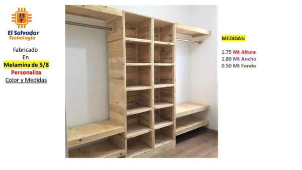 Closet de Melamina para Hogar - TLS 418 - 1.75m Altura x 1.80m Ancho x 0.50m Fondo