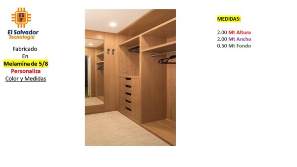 Closet de Melamina para Hogar con Gavetas - TLS 293 - 2.00m Altura x 2.00m Ancho x 0.50m Fondo