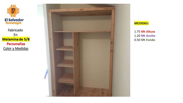 Closet de Melamina para Hogar - TLS 419 - 1.75m Altura x 1.20m Ancho x 0.50m Fondo