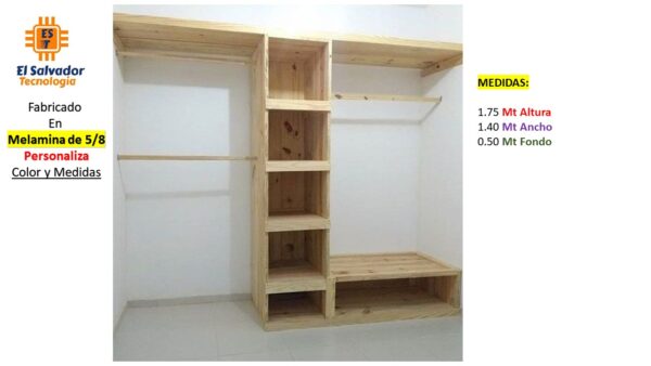 Closet de Melamina para Hogar - TLS 420 - 1.75m Altura x 1.40m Ancho x 0.50m Fondo