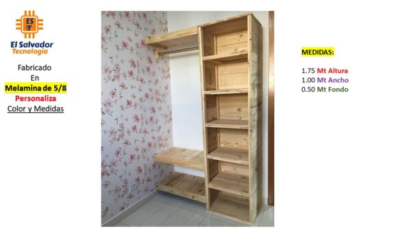 Closet de Melamina para Hogar con Gavetas - TLS 424 - 1.75m Altura x 1.00m Ancho x 0.50m Fondo