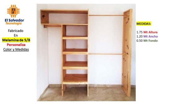 Closet de Melamina para Hogar - TLS 425 - 1.75m Altura x 1.20m Ancho x 0.50m Fondo