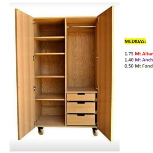 Closet de Melamina para Hogar con Gavetas y Puertas Abatibles - TLS 427 - 1.75m Altura x 1.40m Ancho x 0.50m Fondo