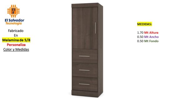 Closet de Melamina para Hogar con Gavetas - TLS 428 - 1.70m Altura x 0.50m Ancho x 0.50m Fondo