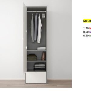 Closet de Melamina para Hogar de Puerta Abatible con Gavetas - TLS 430 - 1.70m Altura x 0.50m Ancho x 0.50m Fondo