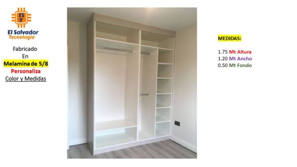 Closet de Melamina para Hogar - TLS 432 - 1.75m Altura x 1.20m Ancho x 0.50m Fondo