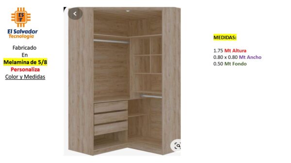 Closet de Melamina para Hogar - TLS 433 - 1.75m Altura x 0.80m Ancho x 0.50m Fondo