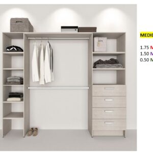 Closet de Melamina para Hogar con Gavetas - TLS 434 - 1.75m Altura x 1.50m Ancho x 0.50m Fondo