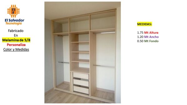 Closet de Melamina para Hogar con Gavetas - TLS 435 - 1.75m Altura x 1.20m Ancho x 0.50m Fondo