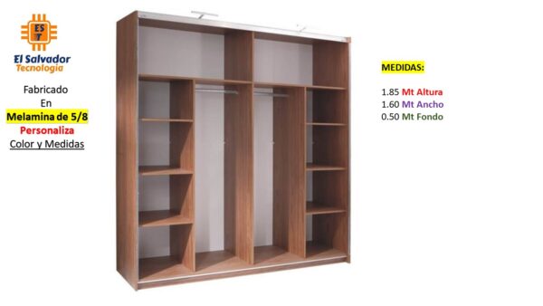 Closet de Melamina para Hogar con Gavetas y Puertas Abatibles - TLS 437 - 1.85m Altura x 1.60m Ancho x 0.50m Fondo