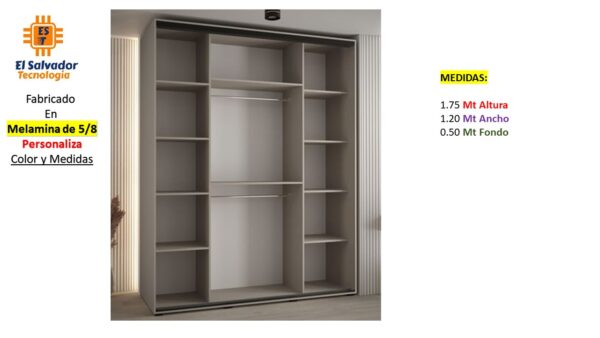 Closet de Melamina para Hogar con Gavetas y Puertas Abatibles - TLS 438 - 1.75m Altura x 1.20m Ancho x 0.50m Fondo