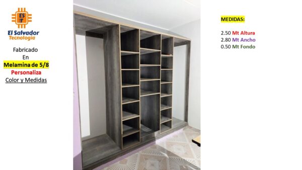 Closet de Melamina para Hogar - TLS 295 - 2.50m Altura x 2.80m Ancho x 0.50m Fondo