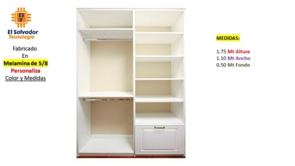 Closet de Melamina para Hogar - TLS 439 - 1.75m Altura x 1.10m Ancho x 0.50m Fondo