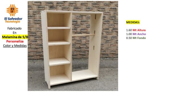 Closet de Melamina para Hogar - TLS 440 - 1.60m Altura x 1.00m Ancho x 0.50m Fondo