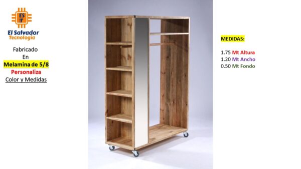 Closet de Melamina para Hogar - TLS 443 - 1.75m Altura x 1.20m Ancho x 0.50m Fondo