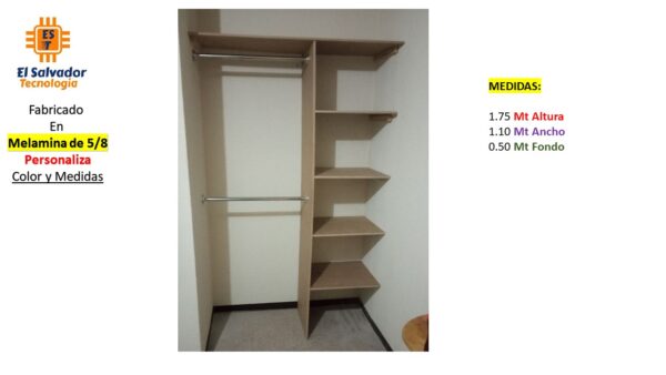 Closet de Melamina para Hogar - TLS 445 - 1.75m Altura x 1.10m Ancho x 0.50m