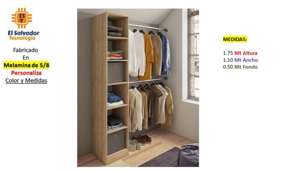 Closet de Melamina para Hogar - TLS 446 - 1.75m Altura x 1.10m Ancho x 0.50m Fondo