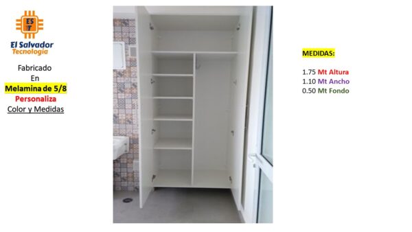 Closet de Melamina para Hogar - TLS 447 - 1.75m Altura x 1.10m Ancho x 0.50m Fondo