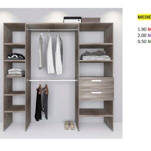 Closet de Melamina para Hogar con Gavetas - TLS 296 - 1.90m Altura x 2.00m Ancho x 0.50m Fondo