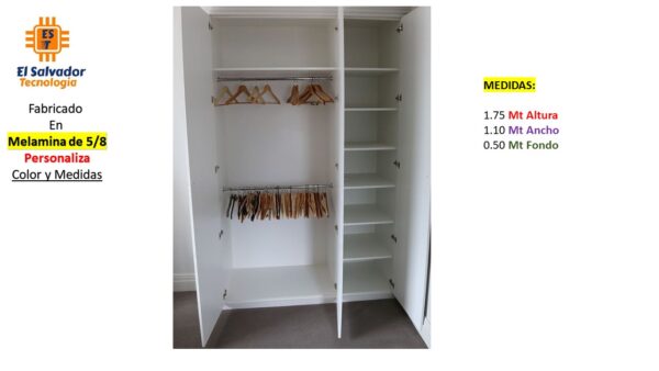 Closet de Melamina para Hogar con Gavetas - TLS 449 - 1.75m Altura x 1.10m Ancho x 0.50m Fondo