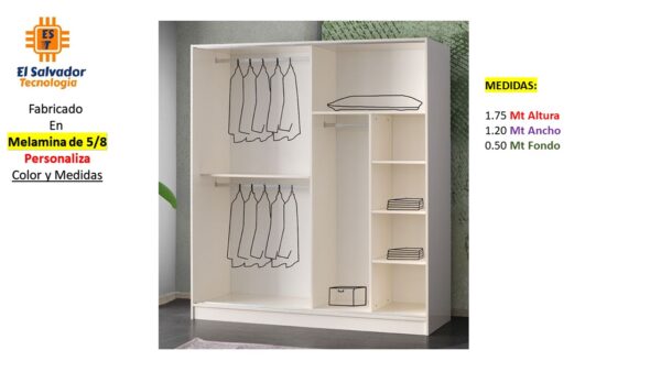 Closet de Melamina para Hogar - TLS 451 - 1.75m Altura x 1.20m Ancho x 0.50m Fondo