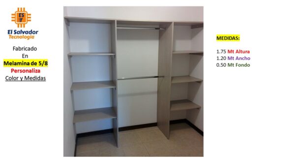 Closet de Melamina para Hogar - TLS 461 - 1.75m Altura x 1.20m Ancho x 0.50m Fondo