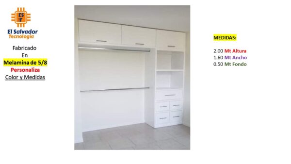 Closet de Melamina para Hogar con Gavetas - TLS 462 - 2.00m Altura x 1.60m Ancho x 0.50m Fondo