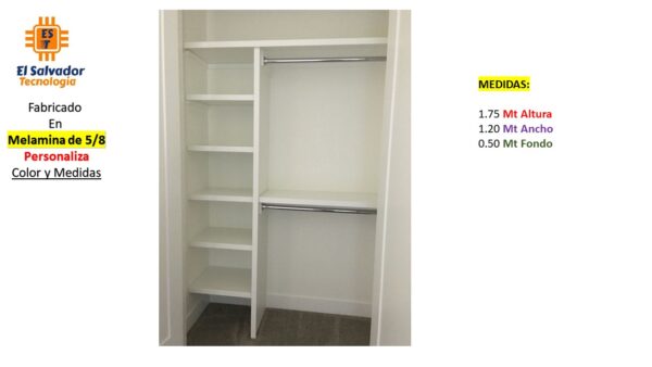 Closet de Melamina para Hogar - TLS 465 - 1.75m x 1.20m Ancho x 0.50m Fondo