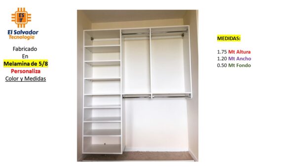 Closet de Melamina para Hogar - TLS 466 - 1.75m Altura x 1.20m Ancho x 0.50m Fondo