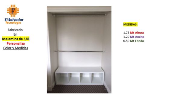 Closet de Melamina para Hogar - TLS 467 - 1.75m Altura x 1.20m Ancho x 0.50m Fondo