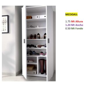 Closet de Melamina para Hogar con Puertas Abatibles - TLS 298 - 1.75m Altura x 1.20m Ancho x 0.50m Fondo